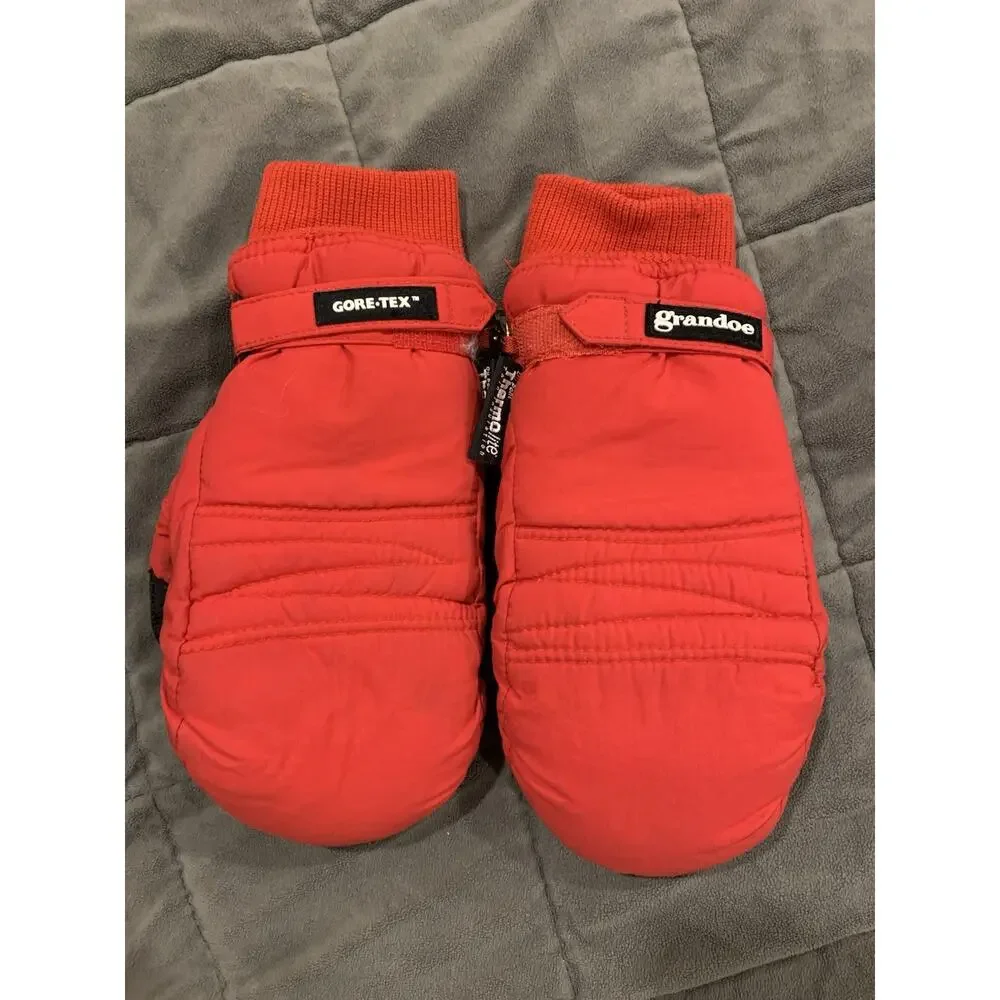 Grandoe Ski Snowboard Mittens Women's Medium Red Nylon and Leather Palms